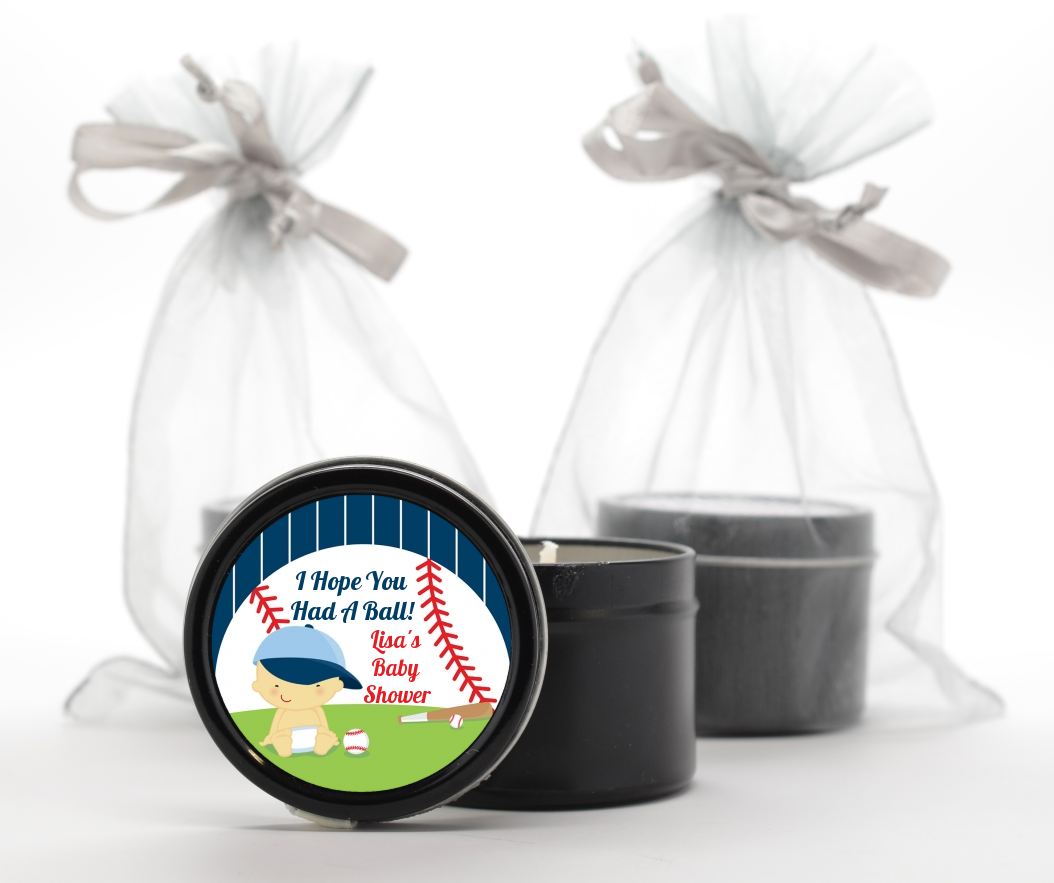  Future Baseball Player - Baby Shower Black Candle Tin Favors Caucasian