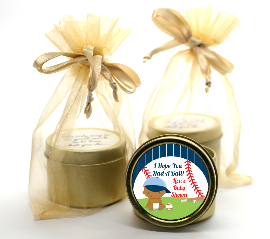  Future Baseball Player - Baby Shower Gold Tin Candle Favors Caucasian