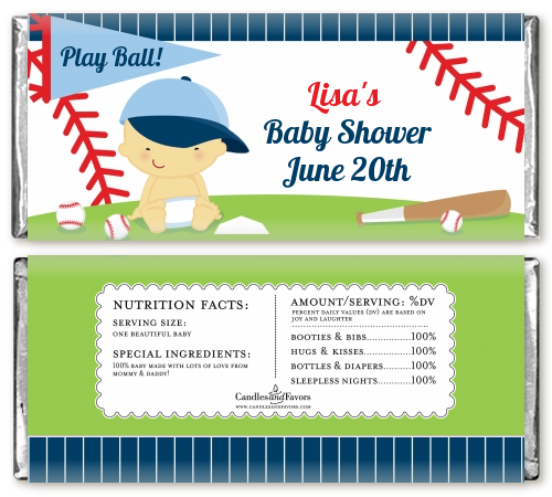  Future Baseball Player - Personalized Baby Shower Candy Bar Wrappers Caucasian