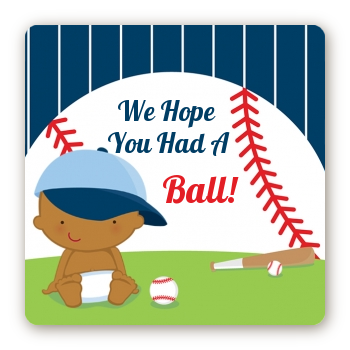  Future Baseball Player - Square Personalized Baby Shower Sticker Labels Caucasian