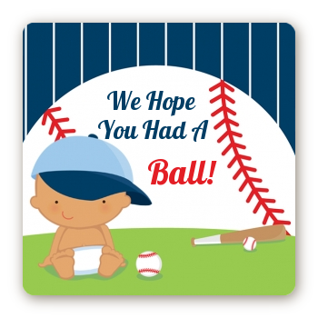  Future Baseball Player - Square Personalized Baby Shower Sticker Labels Caucasian