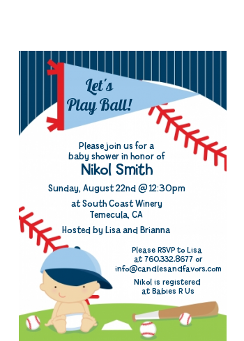  Future Baseball Player - Baby Shower Petite Invitations Caucasian