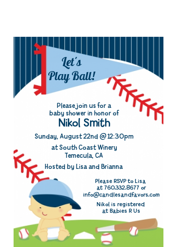  Future Baseball Player - Baby Shower Petite Invitations Caucasian