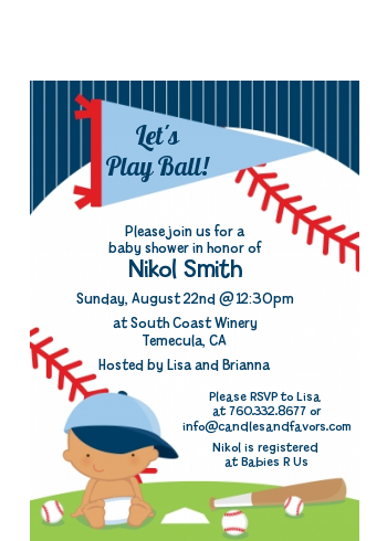  Future Baseball Player - Baby Shower Petite Invitations Caucasian