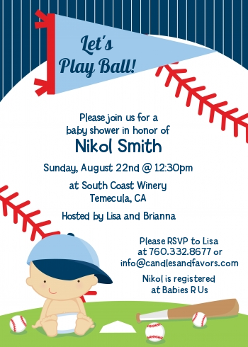  Future Baseball Player - Baby Shower Invitations Caucasian