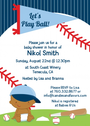  Future Baseball Player - Baby Shower Invitations Caucasian