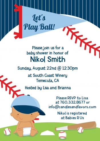  Future Baseball Player - Baby Shower Invitations Caucasian