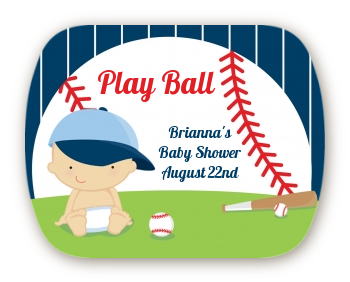  Future Baseball Player - Personalized Baby Shower Rounded Corner Stickers Caucasian