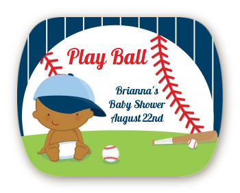  Future Baseball Player - Personalized Baby Shower Rounded Corner Stickers Caucasian