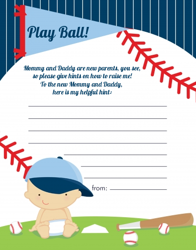  Future Baseball Player - Baby Shower Notes of Advice Caucasian