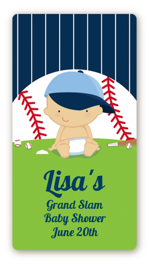  Future Baseball Player - Custom Rectangle Baby Shower Sticker/Labels Caucasian