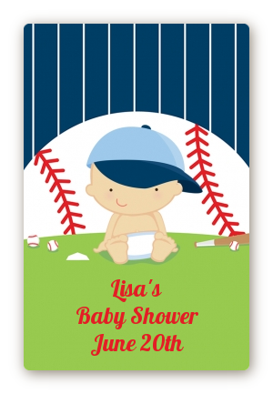  Future Baseball Player - Custom Large Rectangle Baby Shower Sticker/Labels Caucasian