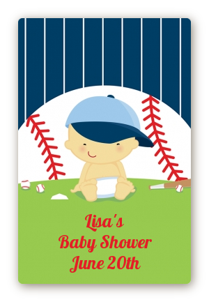  Future Baseball Player - Custom Large Rectangle Baby Shower Sticker/Labels Caucasian