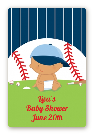  Future Baseball Player - Custom Large Rectangle Baby Shower Sticker/Labels Caucasian