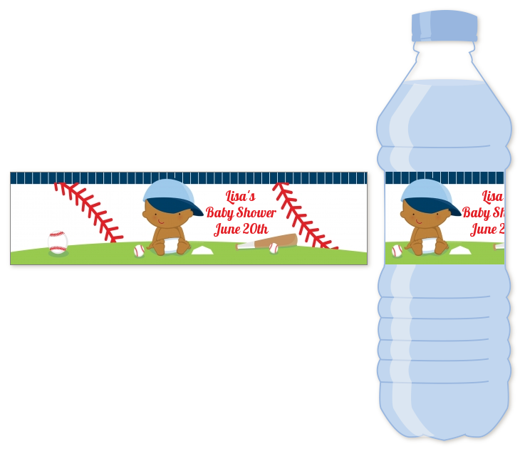  Future Baseball Player - Personalized Baby Shower Water Bottle Labels Caucasian