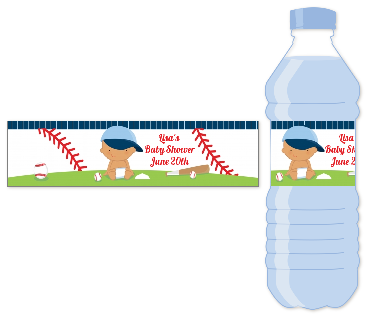  Future Baseball Player - Personalized Baby Shower Water Bottle Labels Caucasian