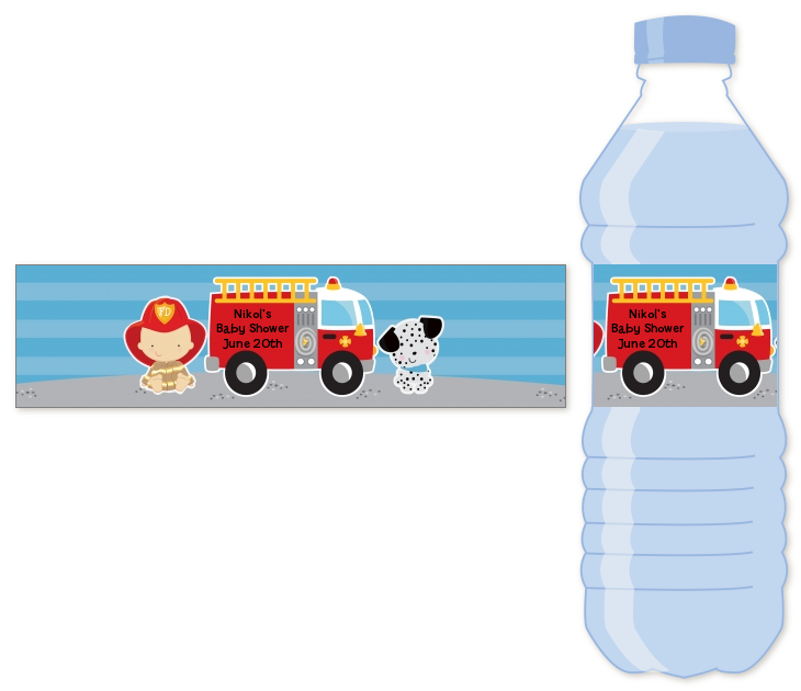  Future Firefighter - Personalized Baby Shower Water Bottle Labels Caucasian