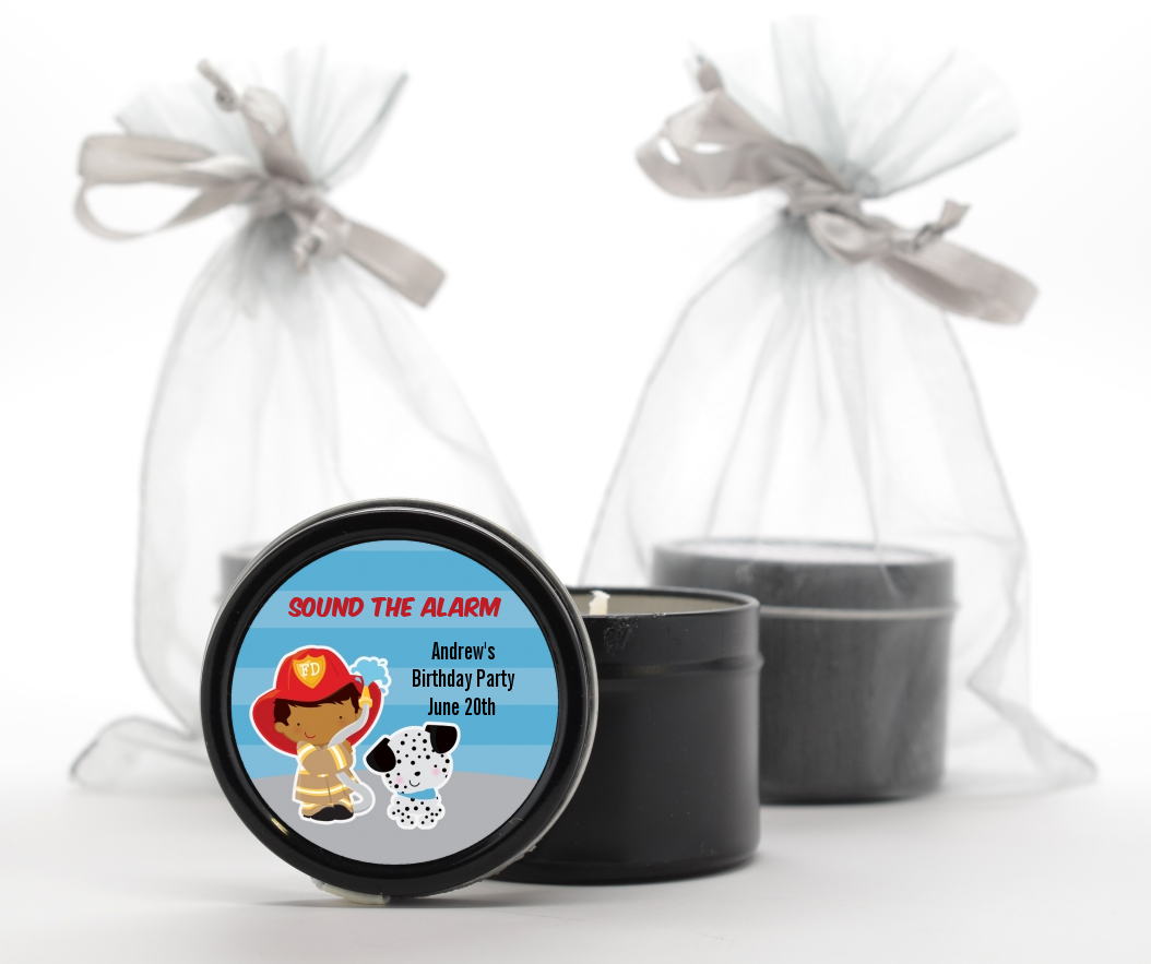  Future Firefighter - Birthday Party Black Candle Tin Favors Caucasian Boy