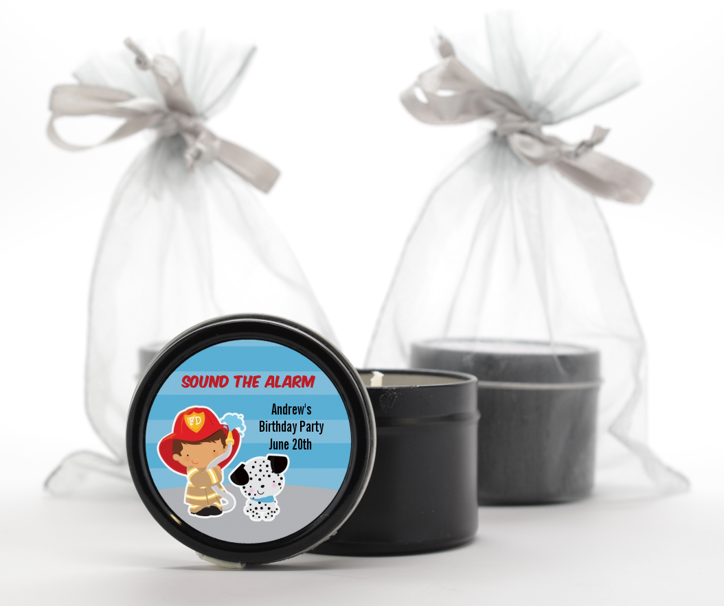  Future Firefighter - Birthday Party Black Candle Tin Favors Caucasian Boy