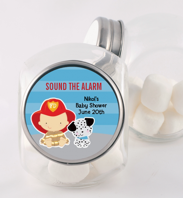  Future Firefighter - Personalized Baby Shower Candy Jar Caucasian