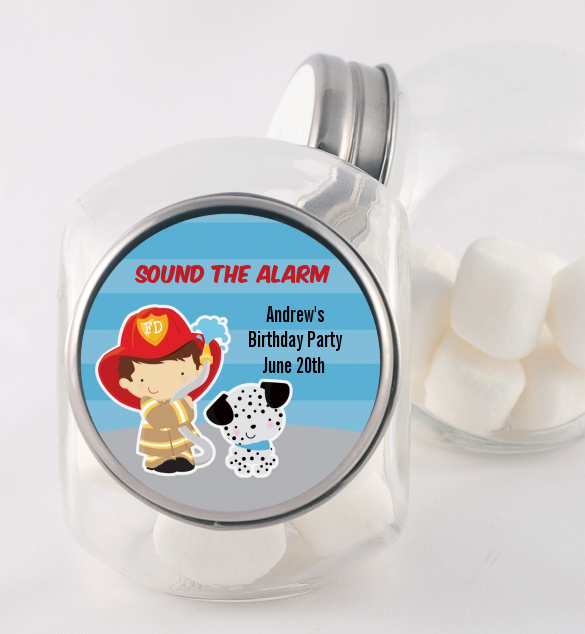  Future Firefighter - Personalized Birthday Party Candy Jar Caucasian Boy