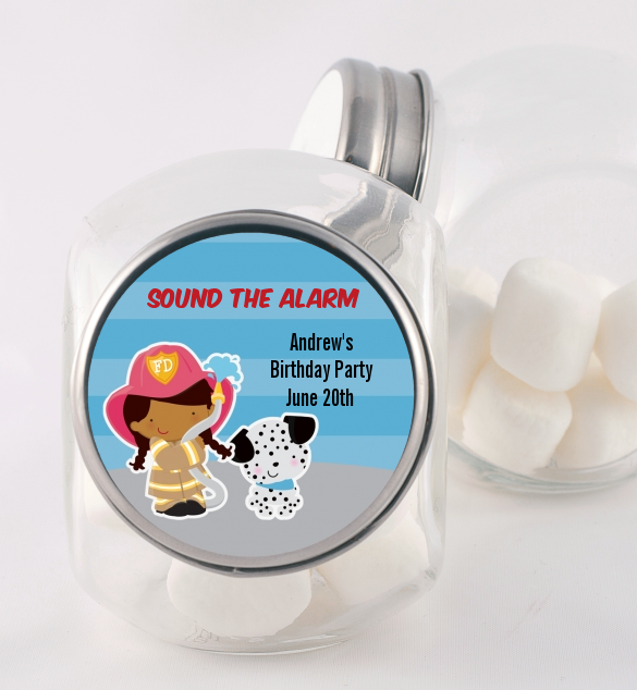  Future Firefighter - Personalized Birthday Party Candy Jar Caucasian Boy