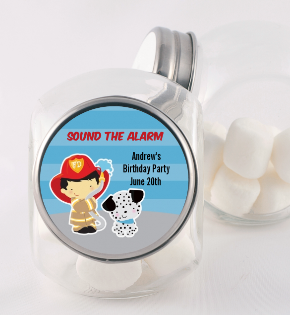  Future Firefighter - Personalized Birthday Party Candy Jar Caucasian Boy