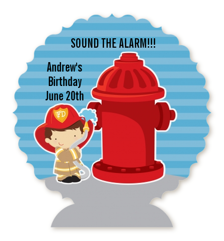  Future Firefighter - Personalized Birthday Party Centerpiece Stand Caucasian Boy