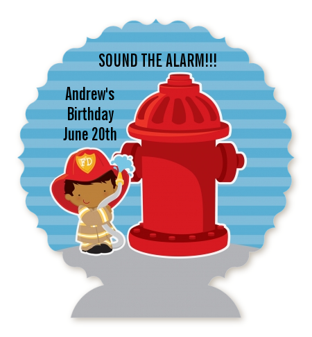  Future Firefighter - Personalized Birthday Party Centerpiece Stand Caucasian Boy