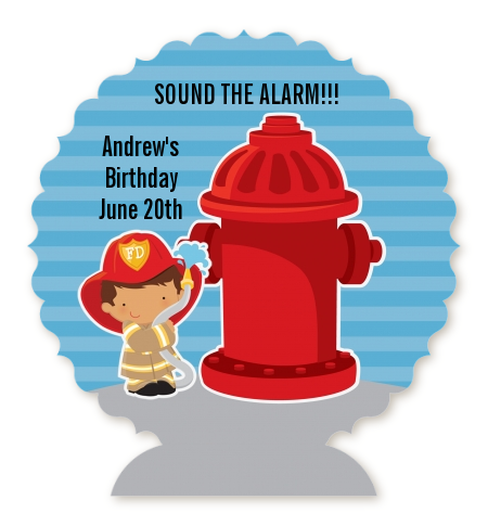  Future Firefighter - Personalized Birthday Party Centerpiece Stand Caucasian Boy