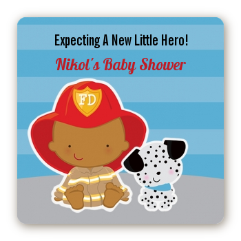  Future Firefighter - Square Personalized Baby Shower Sticker Labels Caucasian