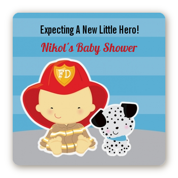  Future Firefighter - Square Personalized Baby Shower Sticker Labels Caucasian