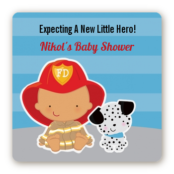  Future Firefighter - Square Personalized Baby Shower Sticker Labels Caucasian