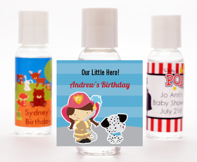  Future Firefighter - Personalized Birthday Party Hand Sanitizers Favors Caucasian Boy