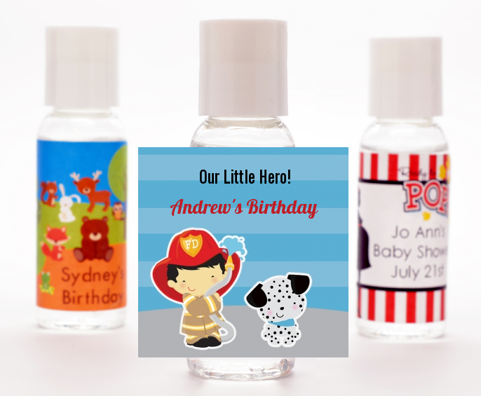  Future Firefighter - Personalized Birthday Party Hand Sanitizers Favors Caucasian Boy