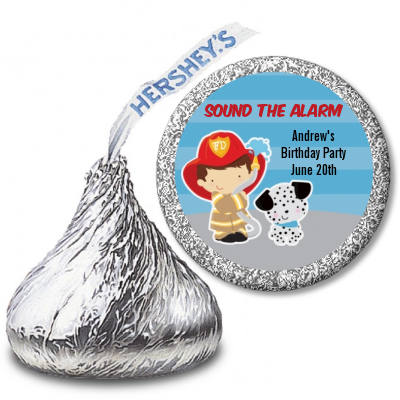  Future Firefighter - Hershey Kiss Birthday Party Sticker Labels Caucasian Boy