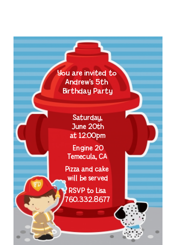  Future Firefighter - Birthday Party Petite Invitations Caucasian Boy