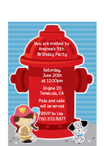  Future Firefighter - Birthday Party Petite Invitations Caucasian Boy