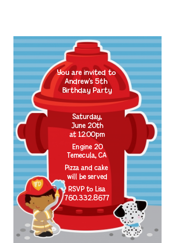  Future Firefighter - Birthday Party Petite Invitations Caucasian Boy