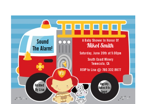  Future Firefighter - Baby Shower Petite Invitations Caucasian