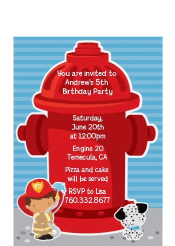  Future Firefighter - Birthday Party Petite Invitations Caucasian Boy