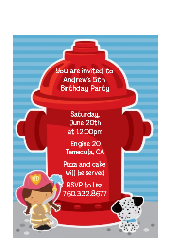  Future Firefighter - Birthday Party Petite Invitations Caucasian Boy