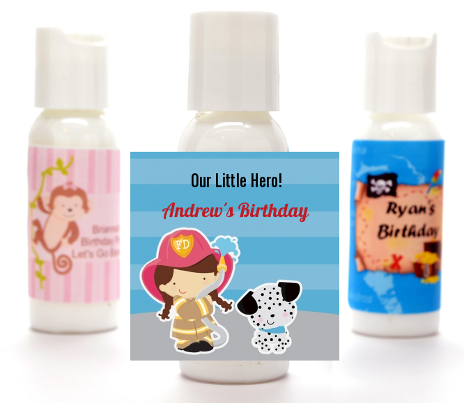  Future Firefighter - Personalized Birthday Party Lotion Favors Caucasian Boy