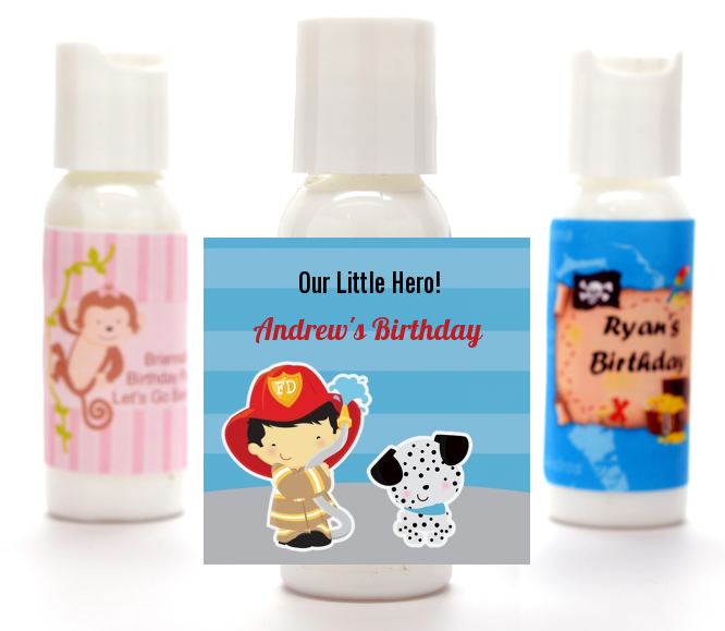  Future Firefighter - Personalized Birthday Party Lotion Favors Caucasian Boy