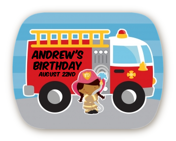  Future Firefighter - Personalized Birthday Party Rounded Corner Stickers Caucasian Boy