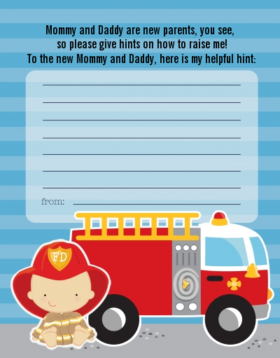  Future Firefighter - Baby Shower Notes of Advice Caucasian