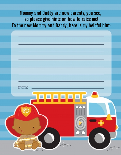  Future Firefighter - Baby Shower Notes of Advice Caucasian