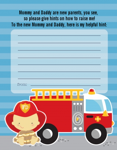  Future Firefighter - Baby Shower Notes of Advice Caucasian
