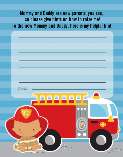  Future Firefighter - Baby Shower Notes of Advice Caucasian