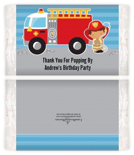  Future Firefighter - Personalized Popcorn Wrapper Birthday Party Favors Caucasian Boy